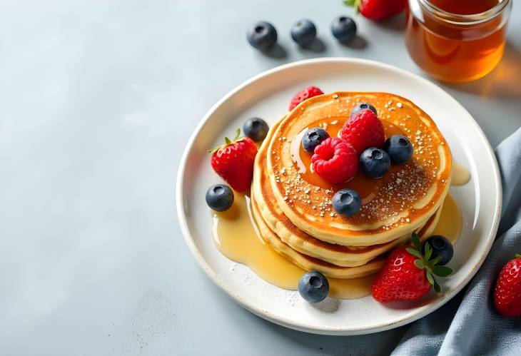 Healthy Breakfast Bliss Pancakes with Berries and Honey